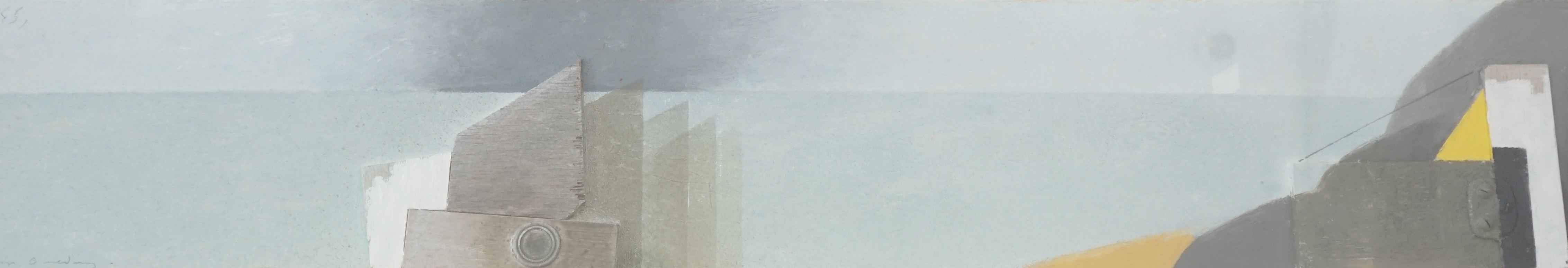 Artwork by Keith Purser, Ship Building, Made of mixed media on board