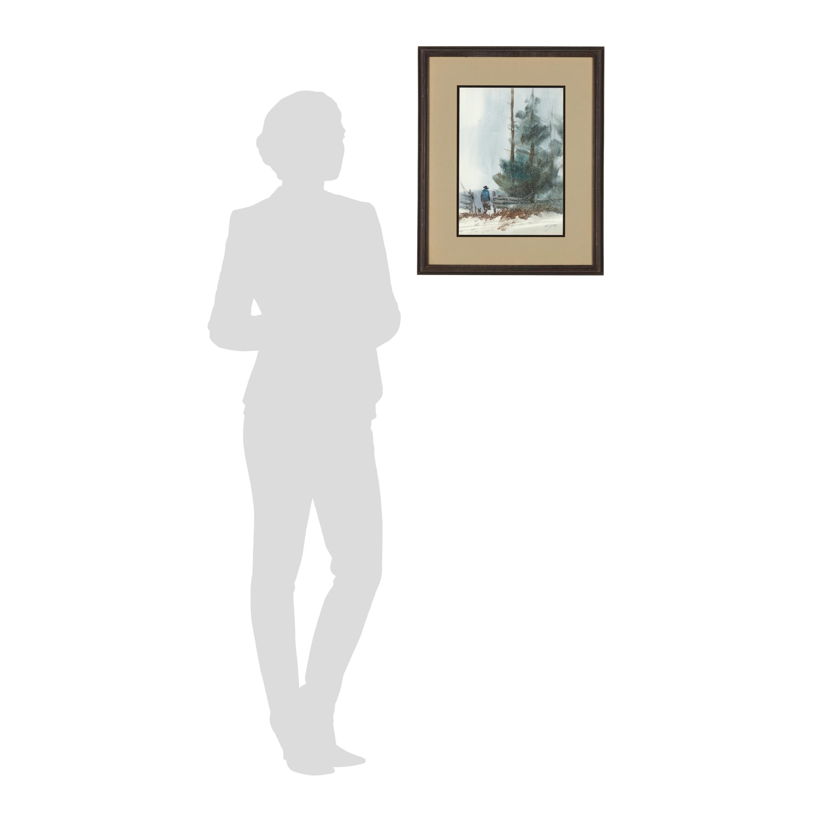 Artwork by Edward C. Gifford, Untitled (Man in Snow, Made of Watercolor and gouache on paper