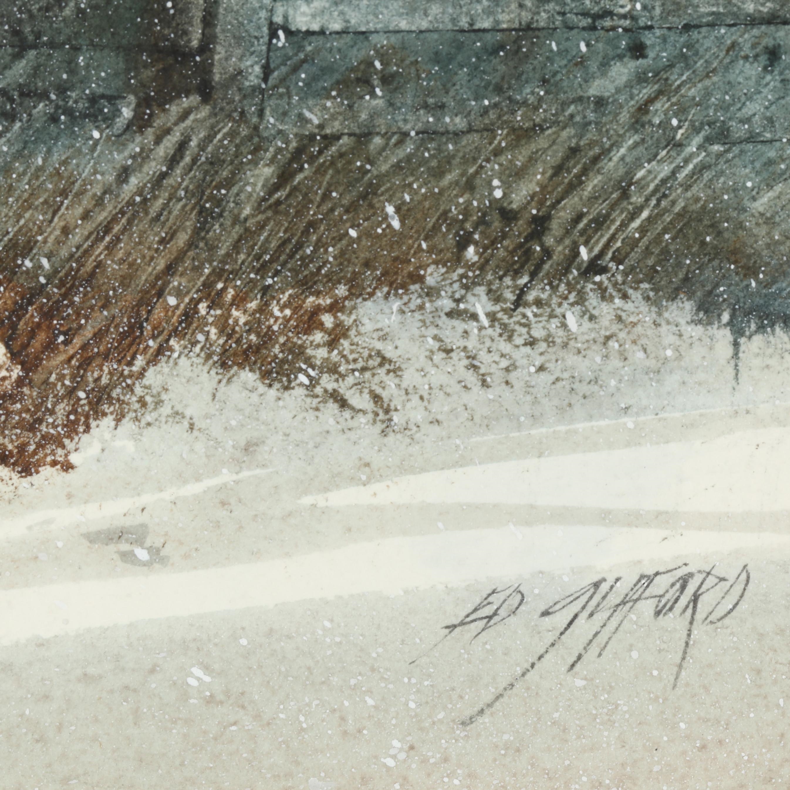 Artwork by Edward C. Gifford, Untitled (Man in Snow, Made of Watercolor and gouache on paper