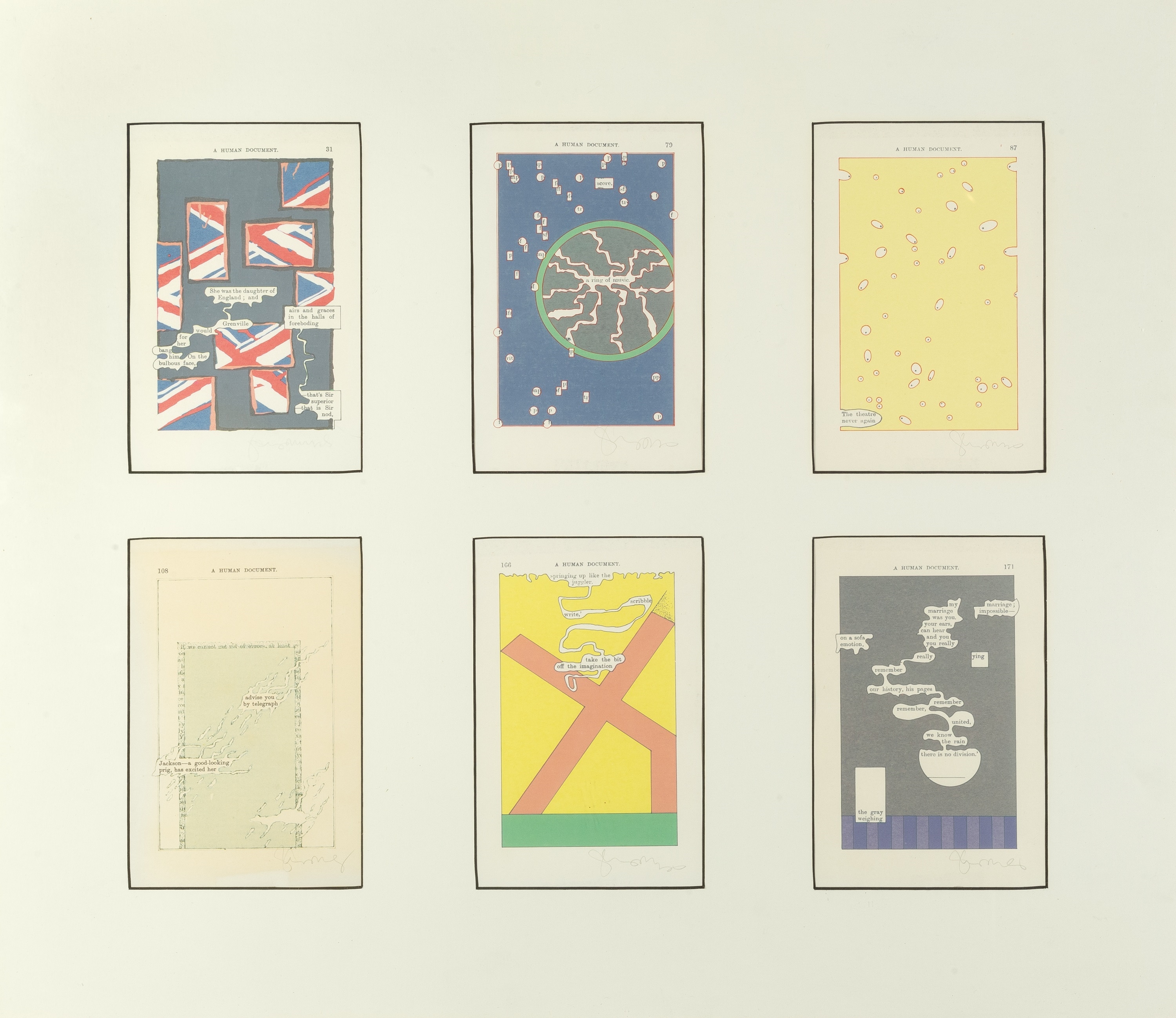 Tom Phillips | Six lithographs from A Humument (Circa 1970) | MutualArt