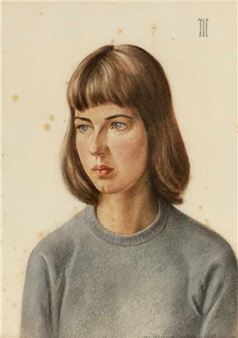 Willi Münch-Khe1885 Karlsruhe - 1961 Karlsruhe - Bildnis eines Mädchens - Farbkreiden/Papier. 58 - Willi Münch-Khe