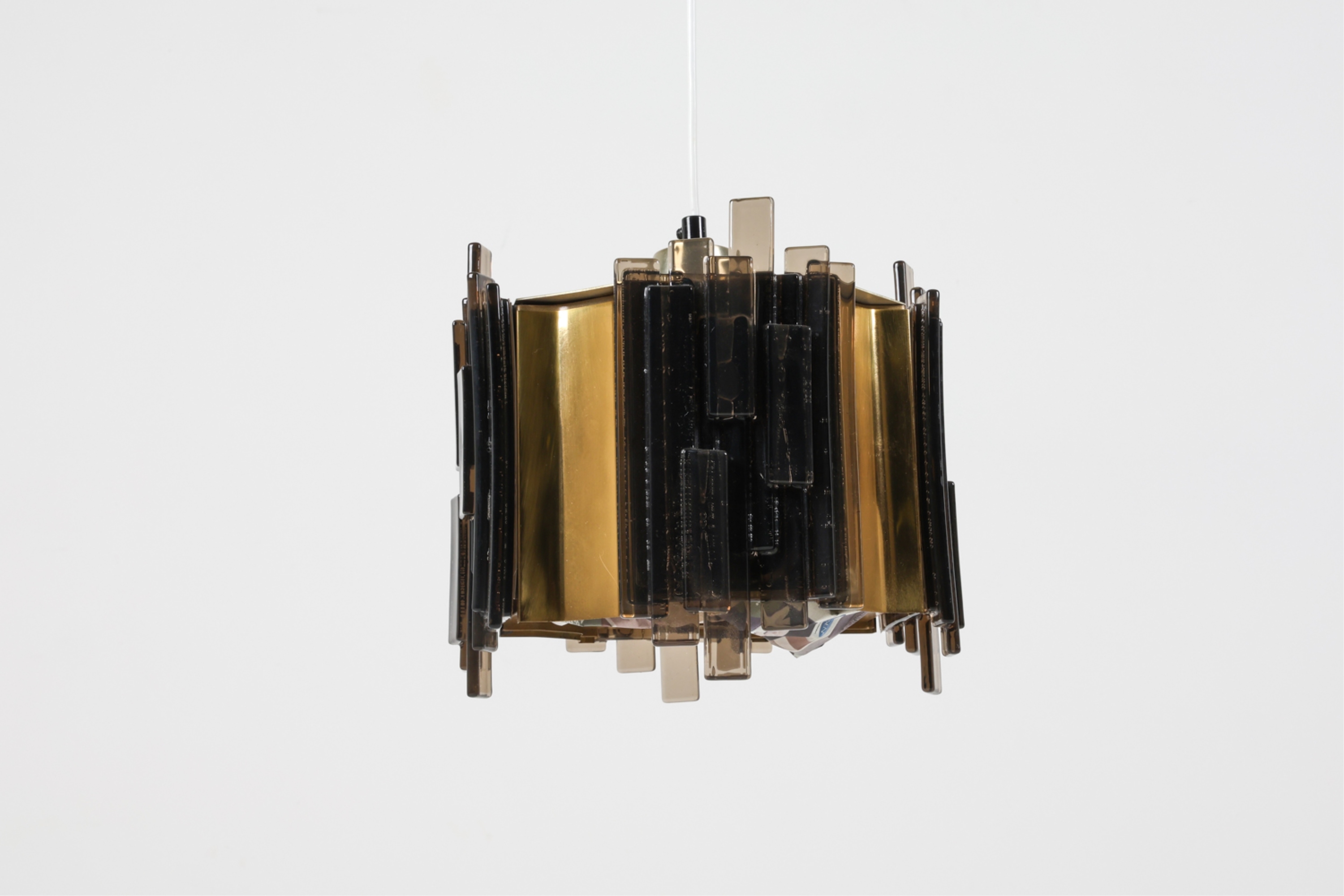 Artwork by Claus Bolby, Pendant light, Made of Brass and Bubbled acrylic