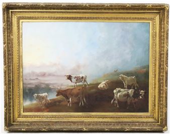 A.F. LOMAN, O/C PTG OF HIGHLAND CATTLE, 19TH C. - A.f. Loman