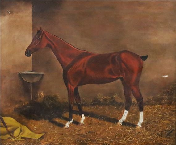 George F. Rhodes | Oil on canvas painting of the stallion Plaudit, 1898 ...
