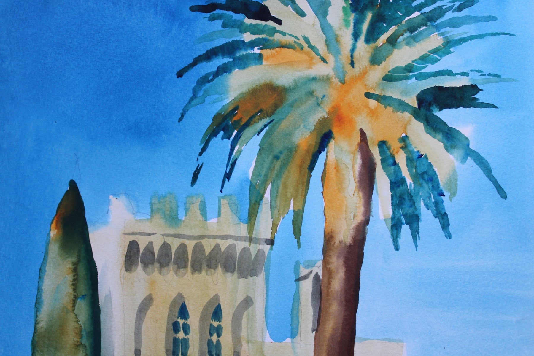 Artwork by Anatoly Borodkin, On the way to Cannes, Made of paper, watercolor