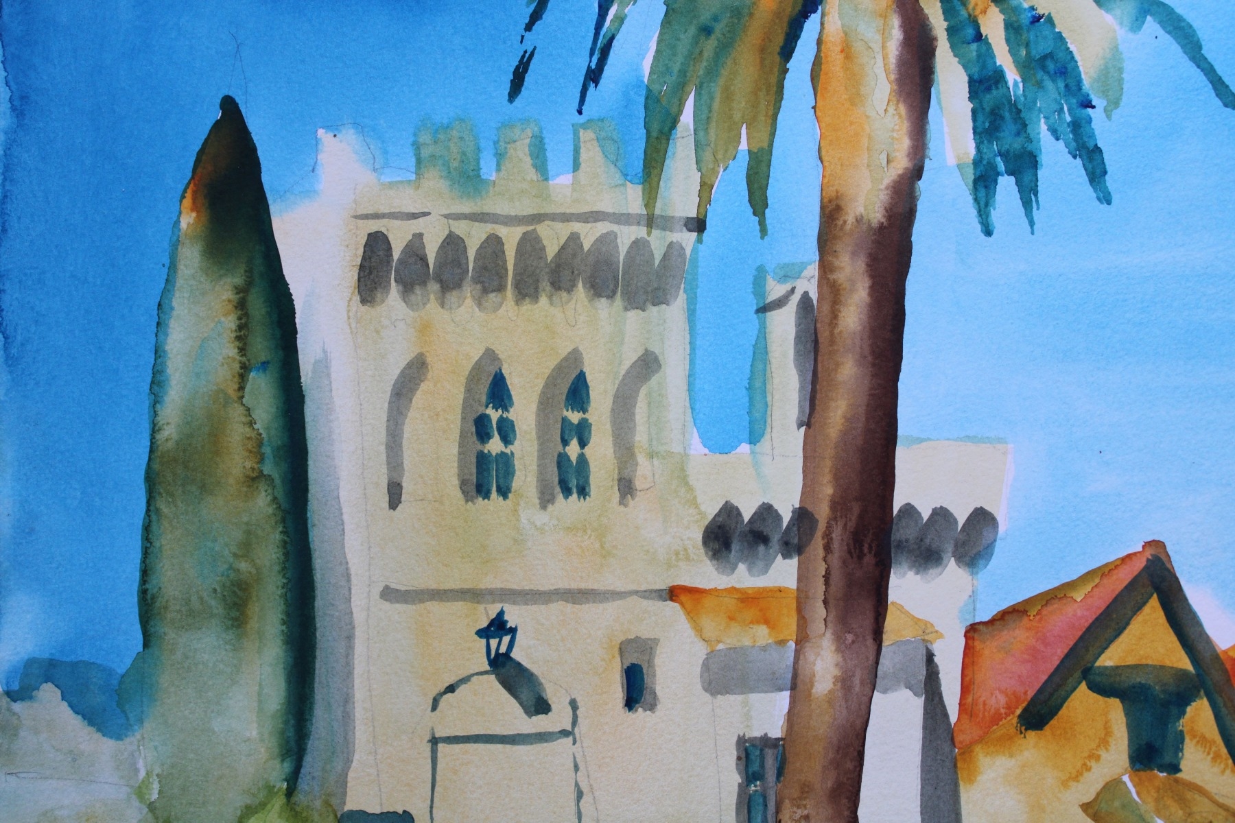 Artwork by Anatoly Borodkin, On the way to Cannes, Made of paper, watercolor