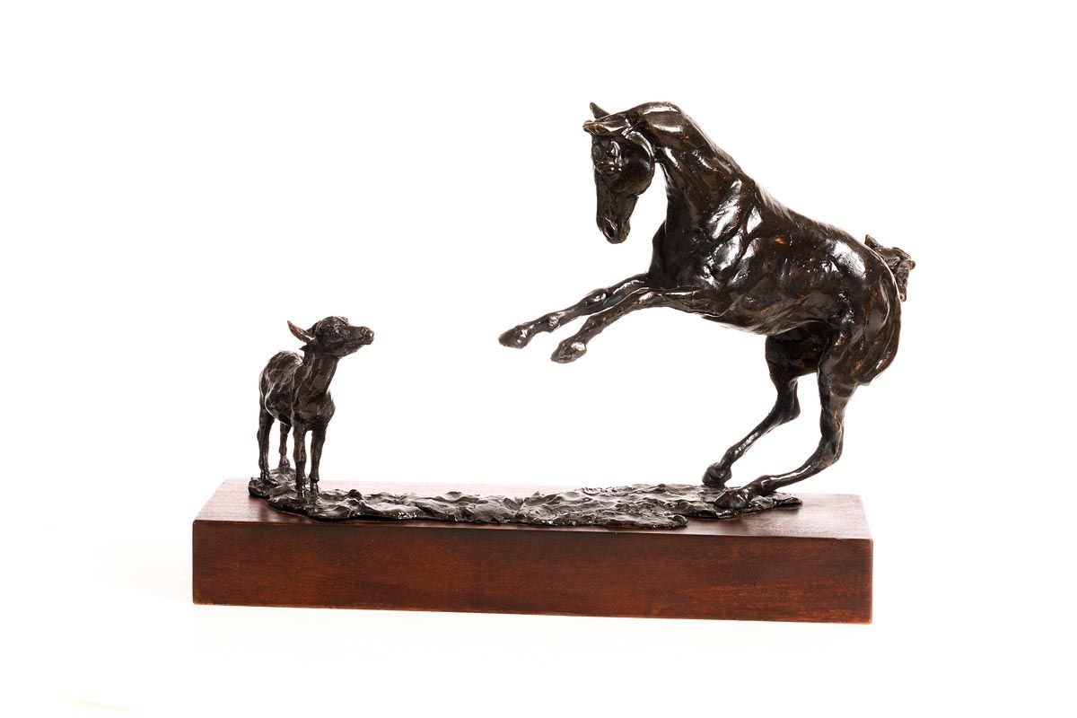 Artwork by Siobhan Bulfin, Friends, Made of bronze on a wooden base - number 4 from an edition of 9