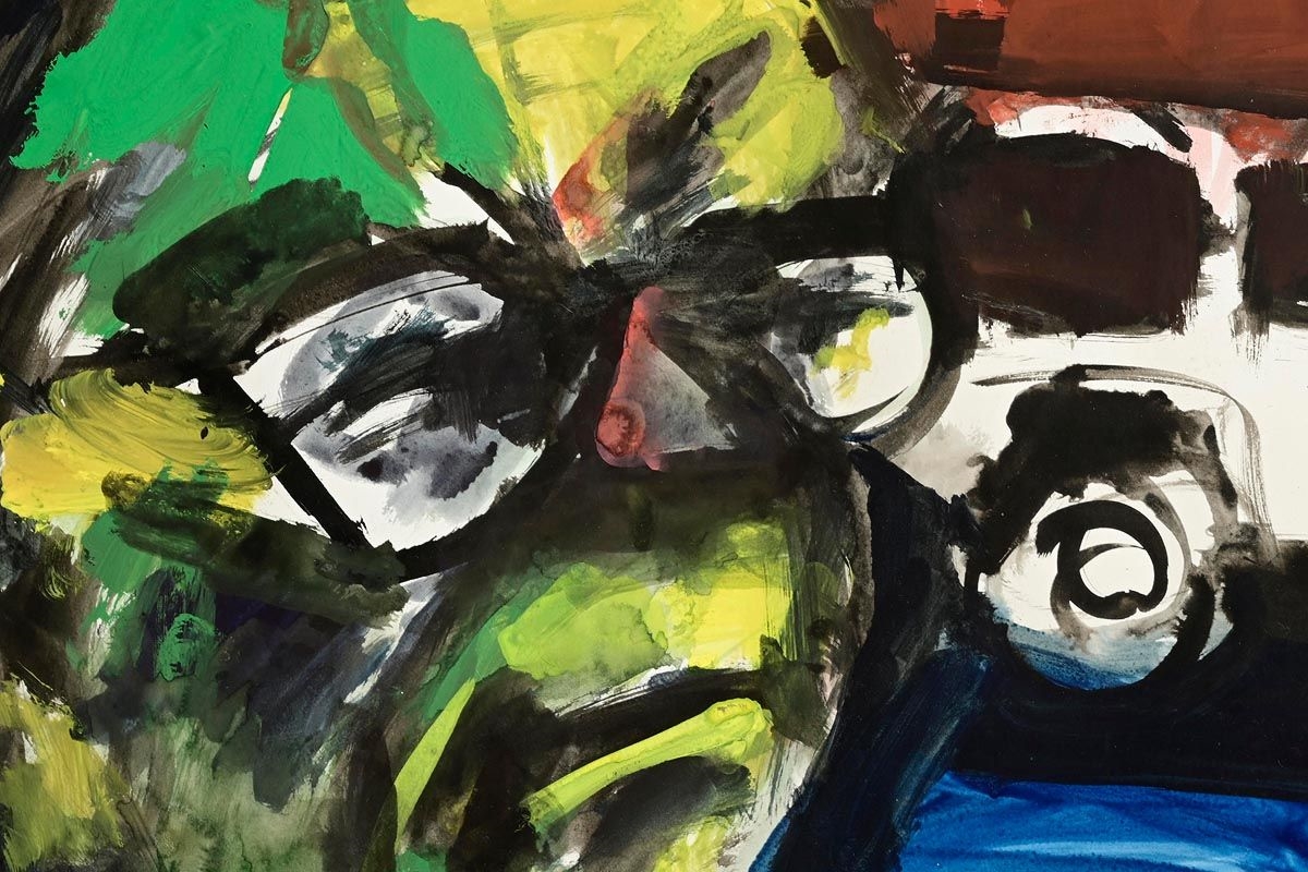 Artwork by Michael Kane, The Poet in Baggot Street IV (1990, Made of gouache and ink on paper