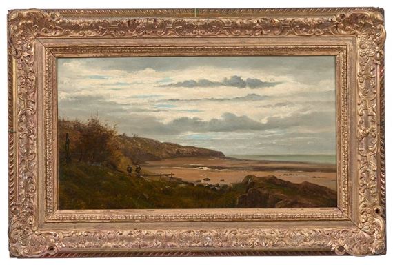 Walkers on the beach at Villerville  Signed lower left 42 x 74 cm With frame: 63 x 96 cm by Jean Baptiste Antoine Guillemet