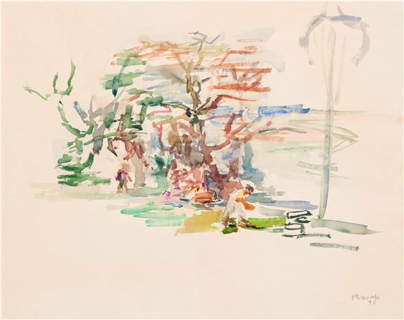 Landscape by the lake by Oskar Kokoschka, 1956