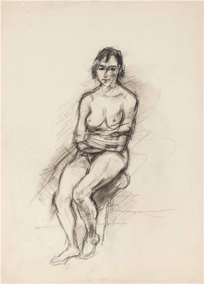 Seated female nude by Herbert Boeckl