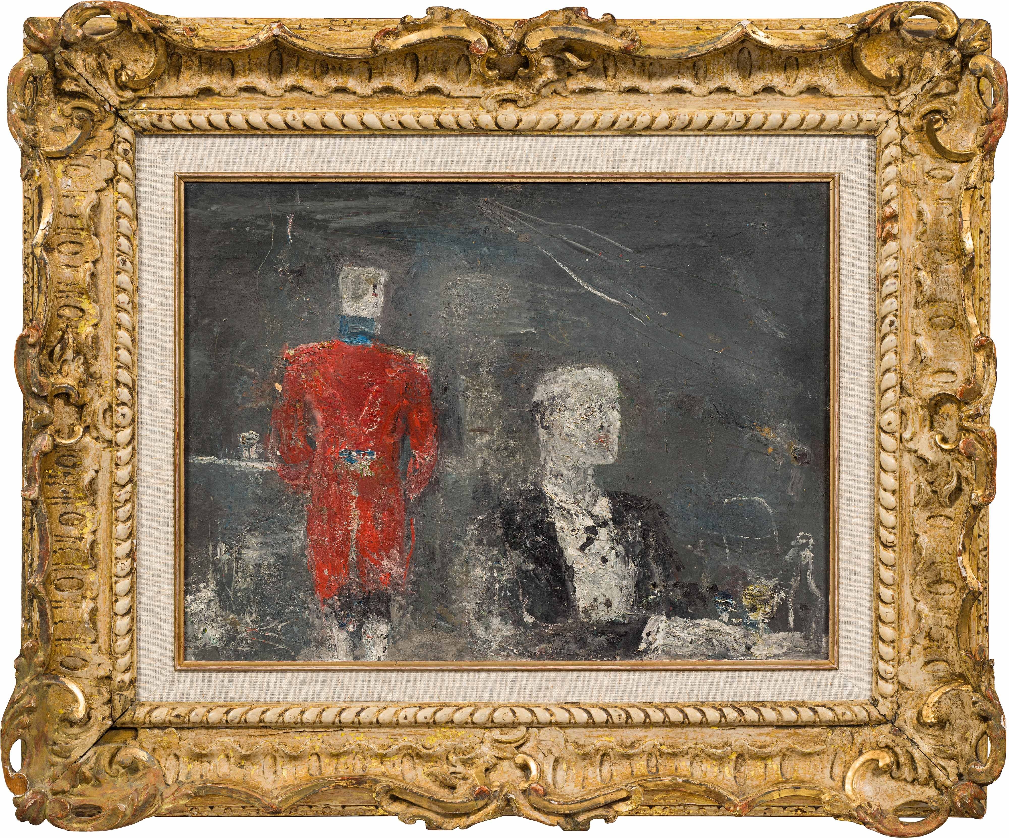 Artwork by Wilhelm Thöny, Gentleman and servant, Made of oil on cardboard on press board