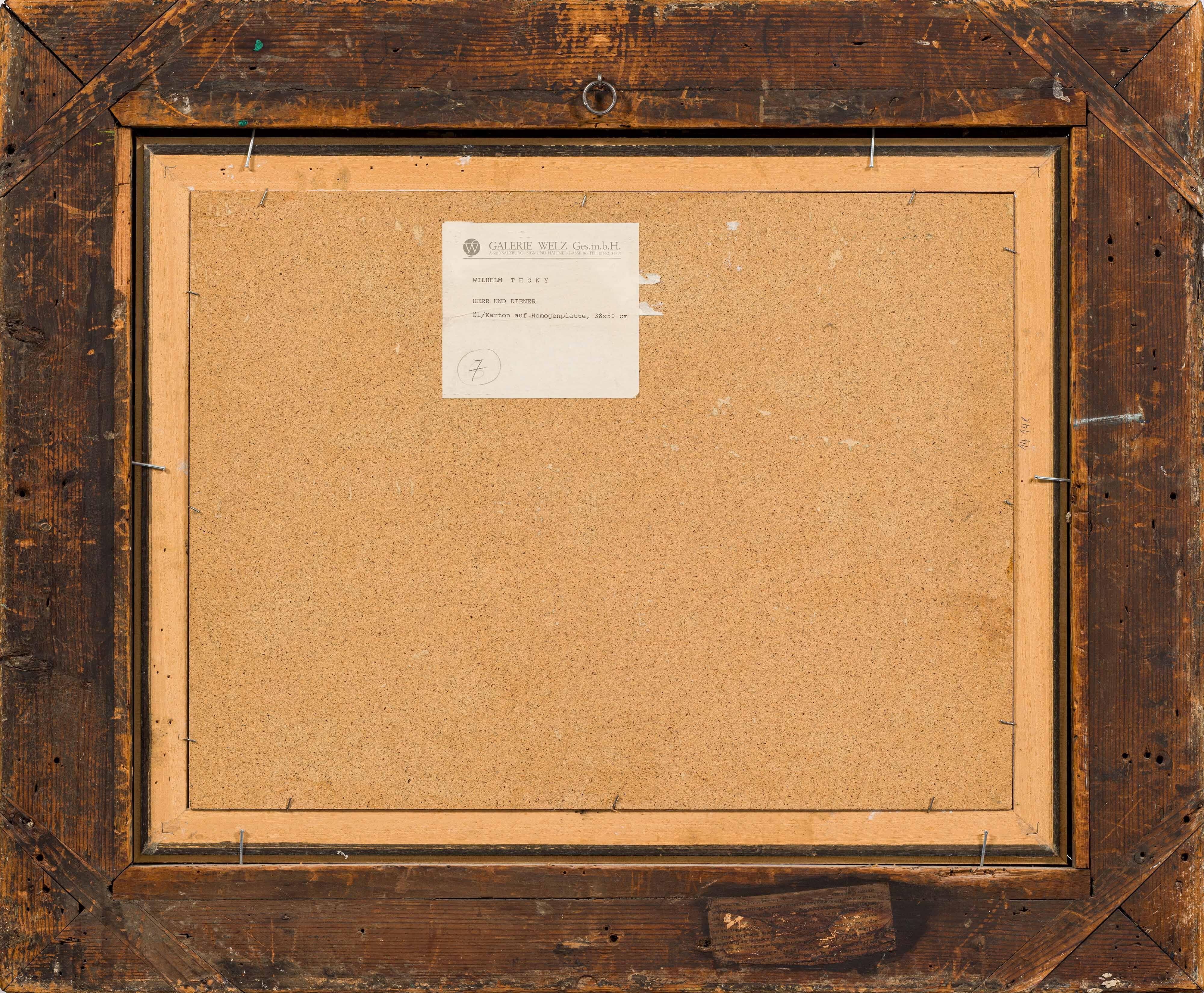 Artwork by Wilhelm Thöny, Gentleman and servant, Made of oil on cardboard on press board