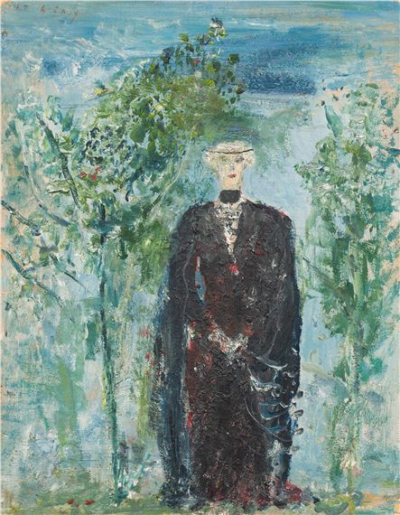 Lady in black in the garden by Wilhelm Thöny, 1936-1937