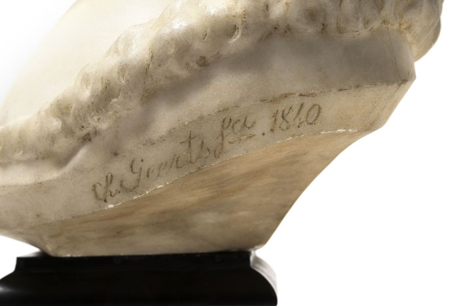 Artwork by Charles Henri Geerts, Head of a young boy, Made of Belgian marble