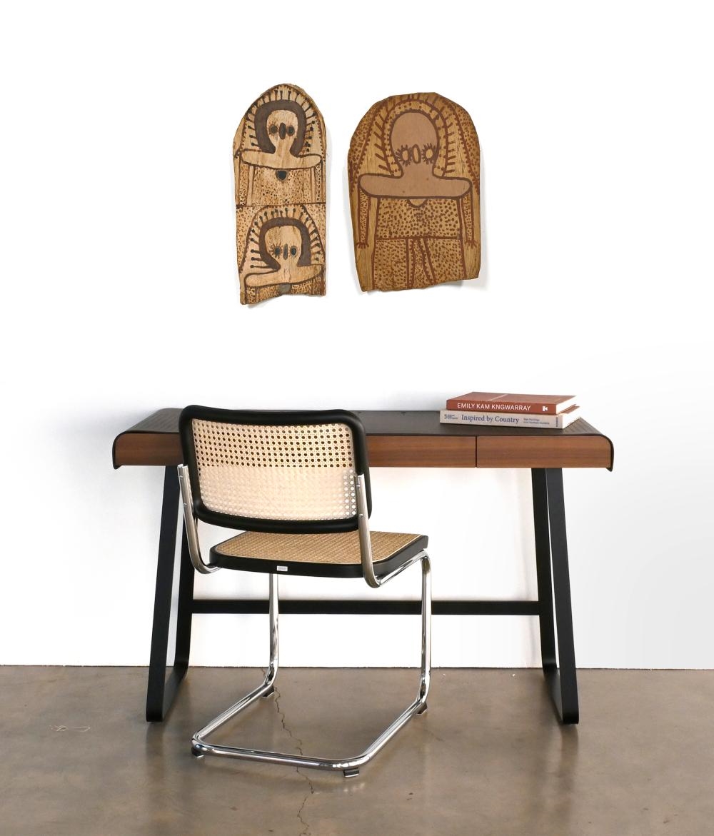 Artwork by Lily Karadada, WANDJINA'S, Made of ochre on bark