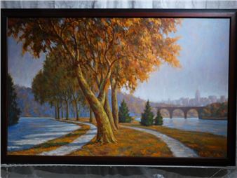 Framed Artist Signed Oil on Canvas - Clay Johnson