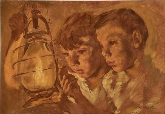 The oil lamp by Lotte Laserstein, painted in 1933