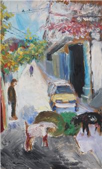 Road with car and goats - Kostas Stathis