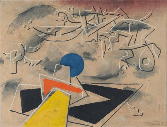 Relief-Bild mit blauem Kreis” (Relief picture with blue circle