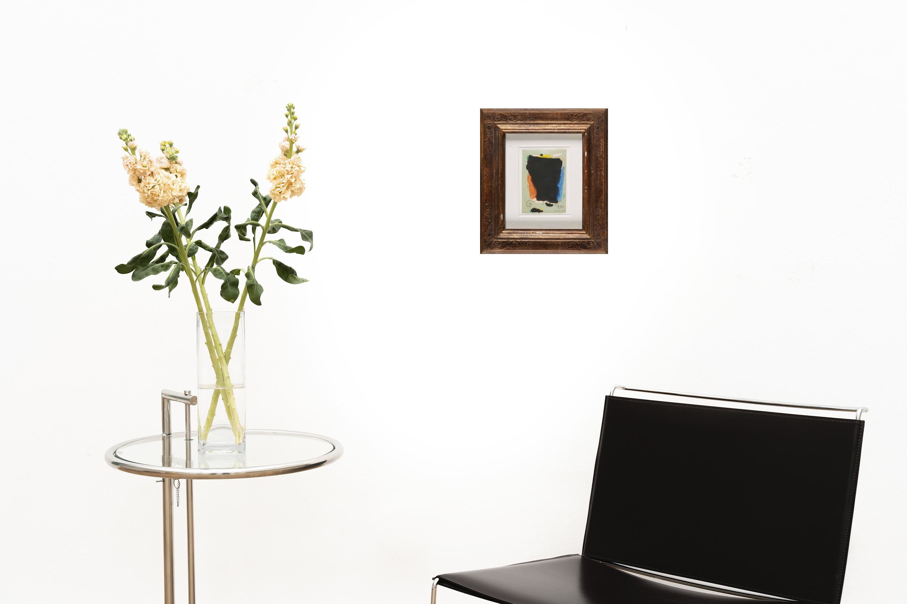 Artwork by Willi Baumeister, Montaru VIII. 1954, Made of Coloured chalk and collage with black and white toning paper on greenish cardboard. (19)54. C. 15.5 x 11 cm. Signed and dated “8.54” lower right