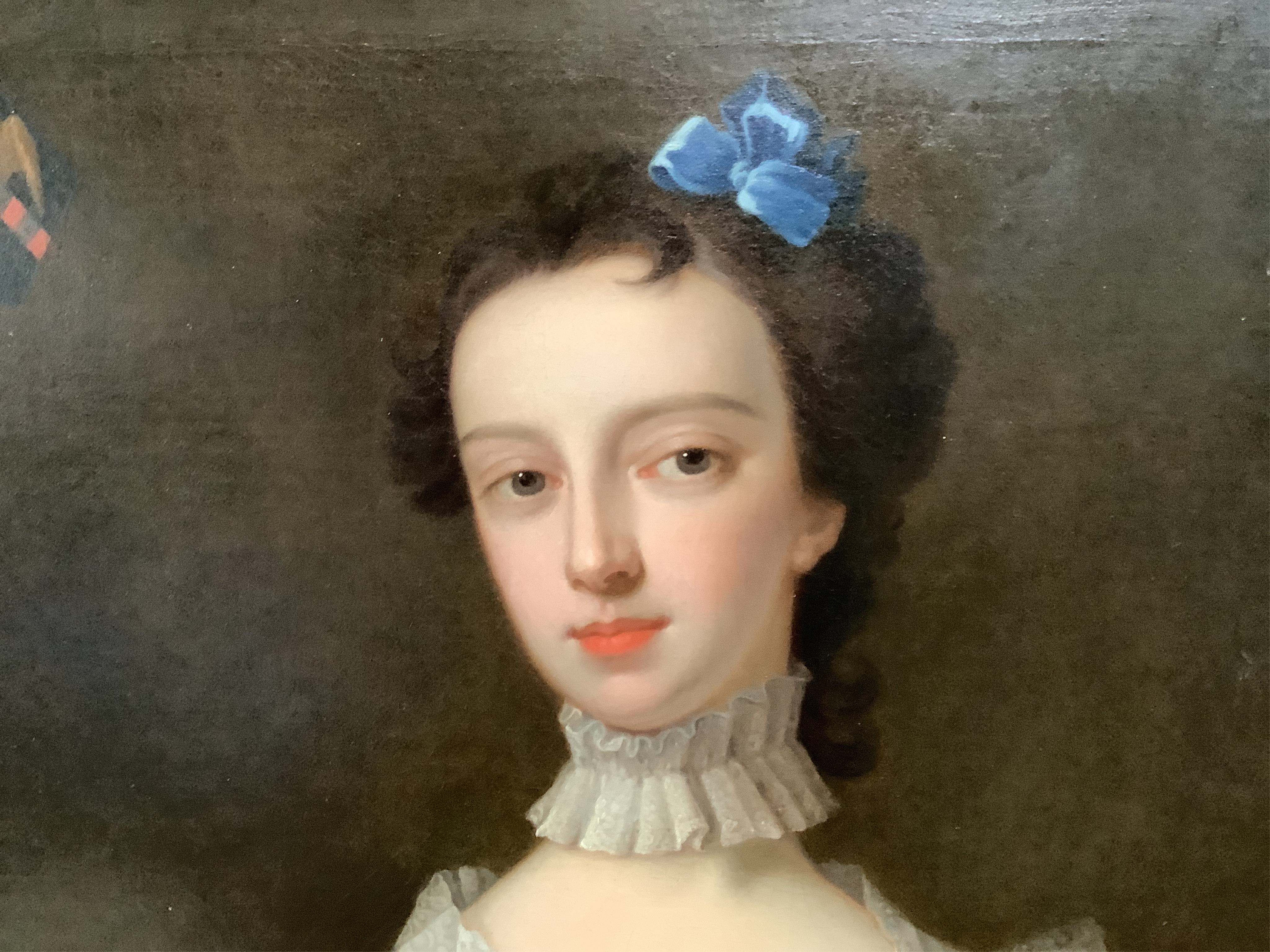 Enoch Seeman | Half length portrait of a lady with blue ribbon in her ...