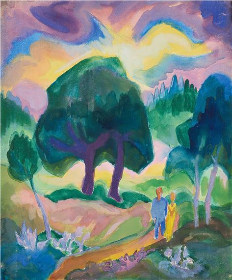 Couple in landscape by Fritz Schaefler, circa 1925