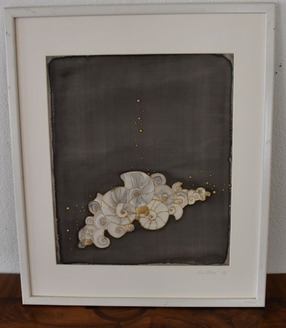 Artwork by Lisa Bieser, Snail Houses, Made of mixed media on silk