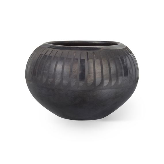 A Maria Martinez and Popovi Da blackware jar by Maria Montoya Martinez, Popovi Da, 1887
