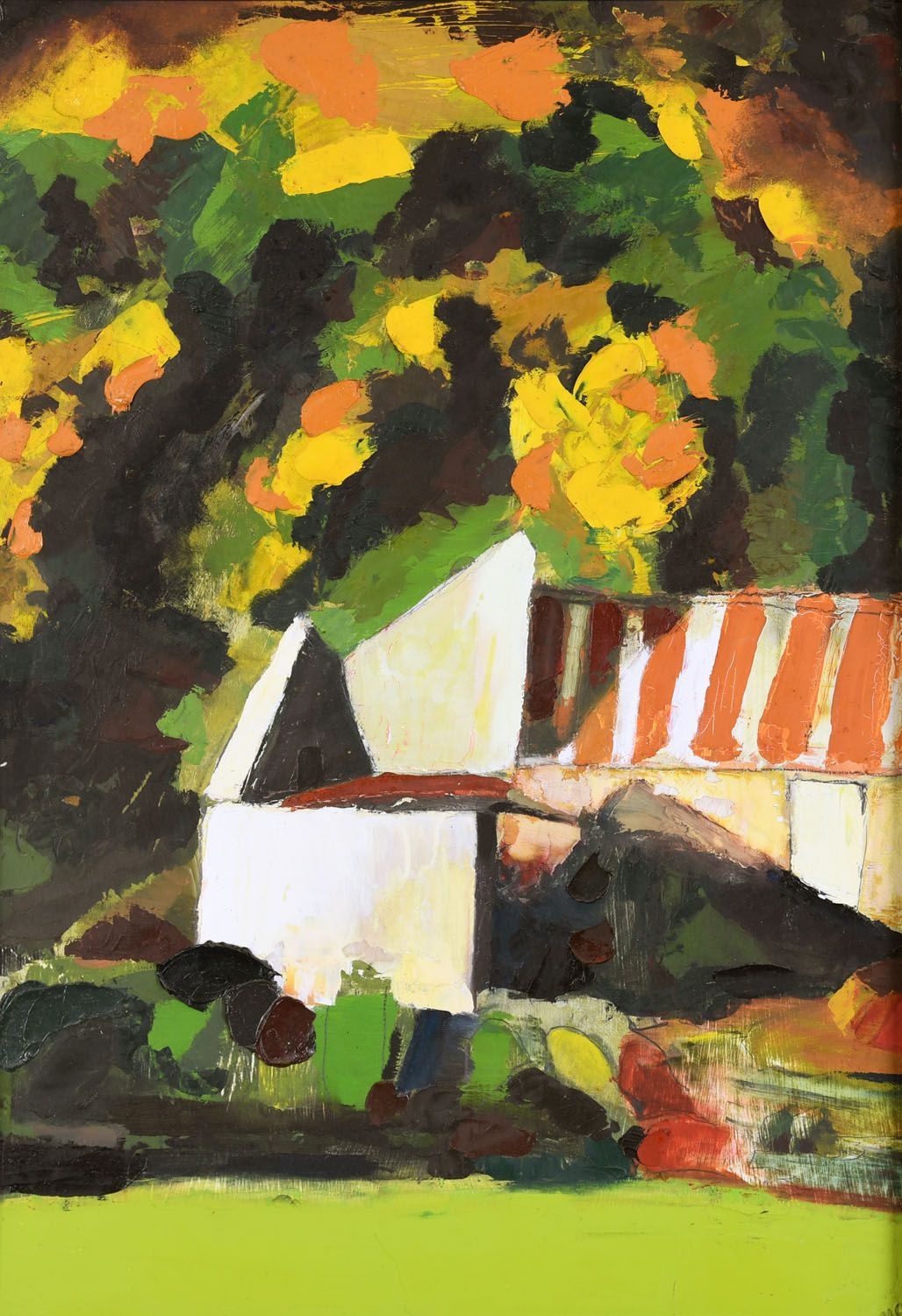 Artwork by Mary Sheehan, Curragh Bridge, Made of Oil on Board