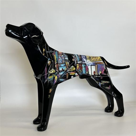 Acrylic paint on resin dog - Céline Lust