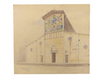 Alfred Henry Hart, 1866-1953, 19th century, Grand Tour, plein air study of S.Fredianno, Lucca, graphite and watercolour on paper, signed with monogram and dated 1892. 25.5. cm x 28 cm - Alfred Henry Hart