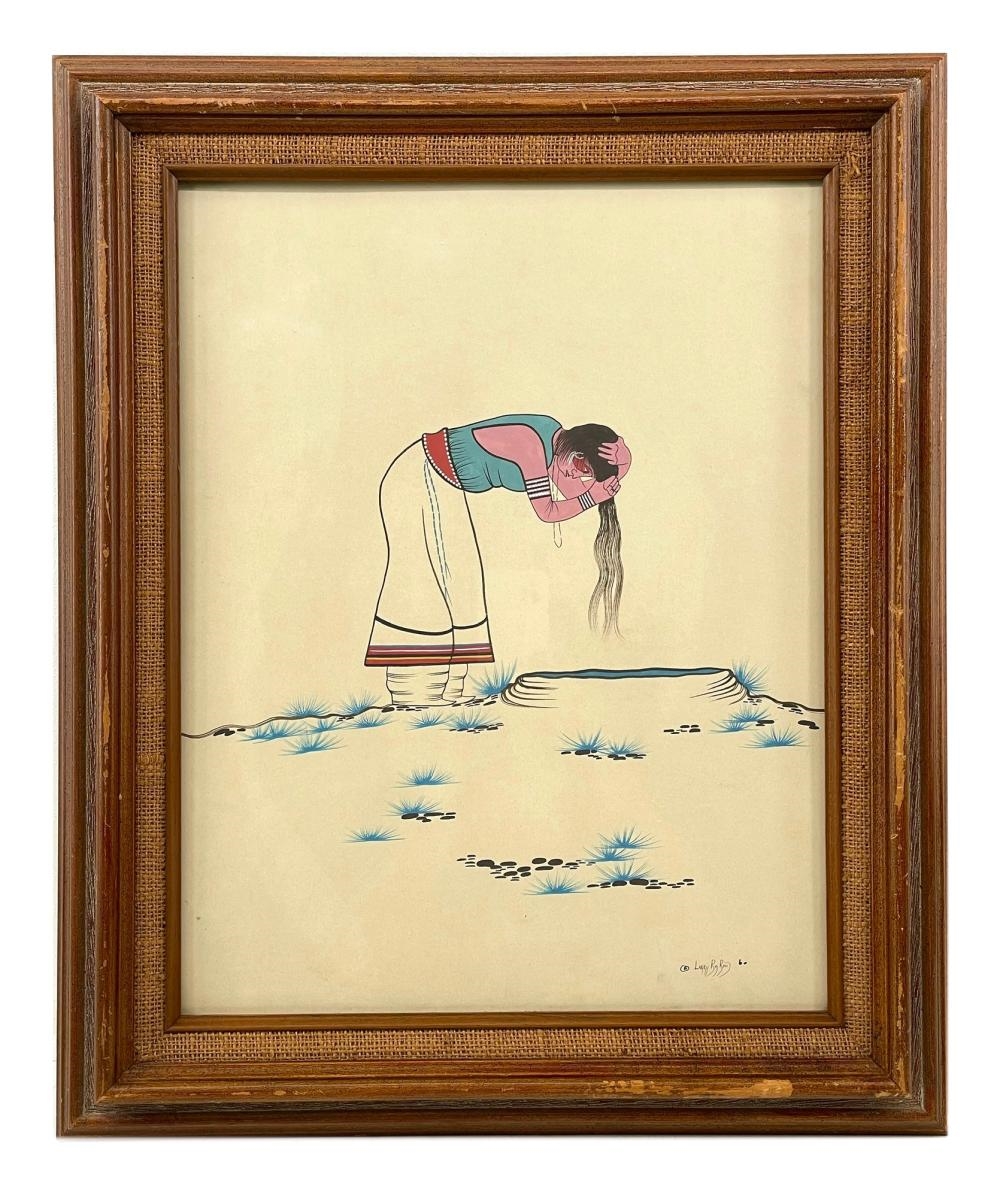 Artwork by Larry Big Bow, LARRY BIG BOW UNTITLED (INDIAN) GOUACHE, Made of Gouache