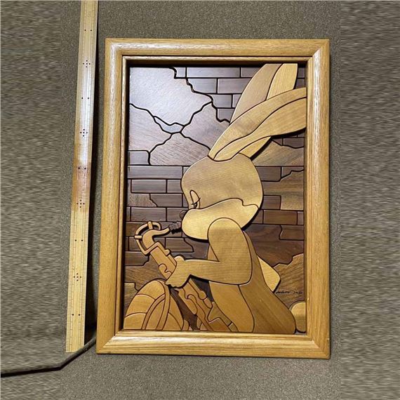 Takao Asano | Asano Takao woodcut rabbit saxophone | MutualArt