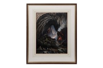 "View of the Blue Fire in the Great Cave near Moulmein in Burma", - Baden Henry Powell