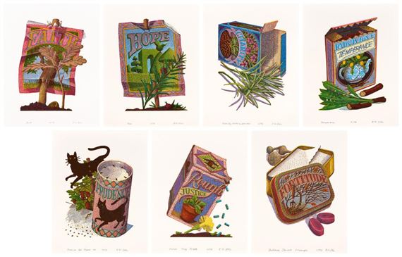 Seven Products of Virtue as Garden Prigs (suit of seven - Edwina N. Ellis