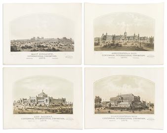 Group of 4 tinted lithographed views. - Louis Aubrun