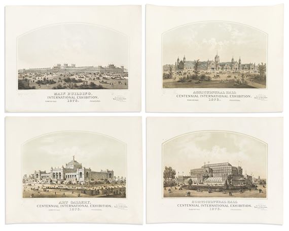 Group of 4 tinted lithographed views. - Louis Aubrun