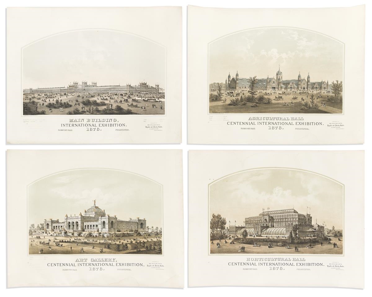 Artwork by Louis Aubrun, Group of 4 tinted lithographed views., Made of lithograph