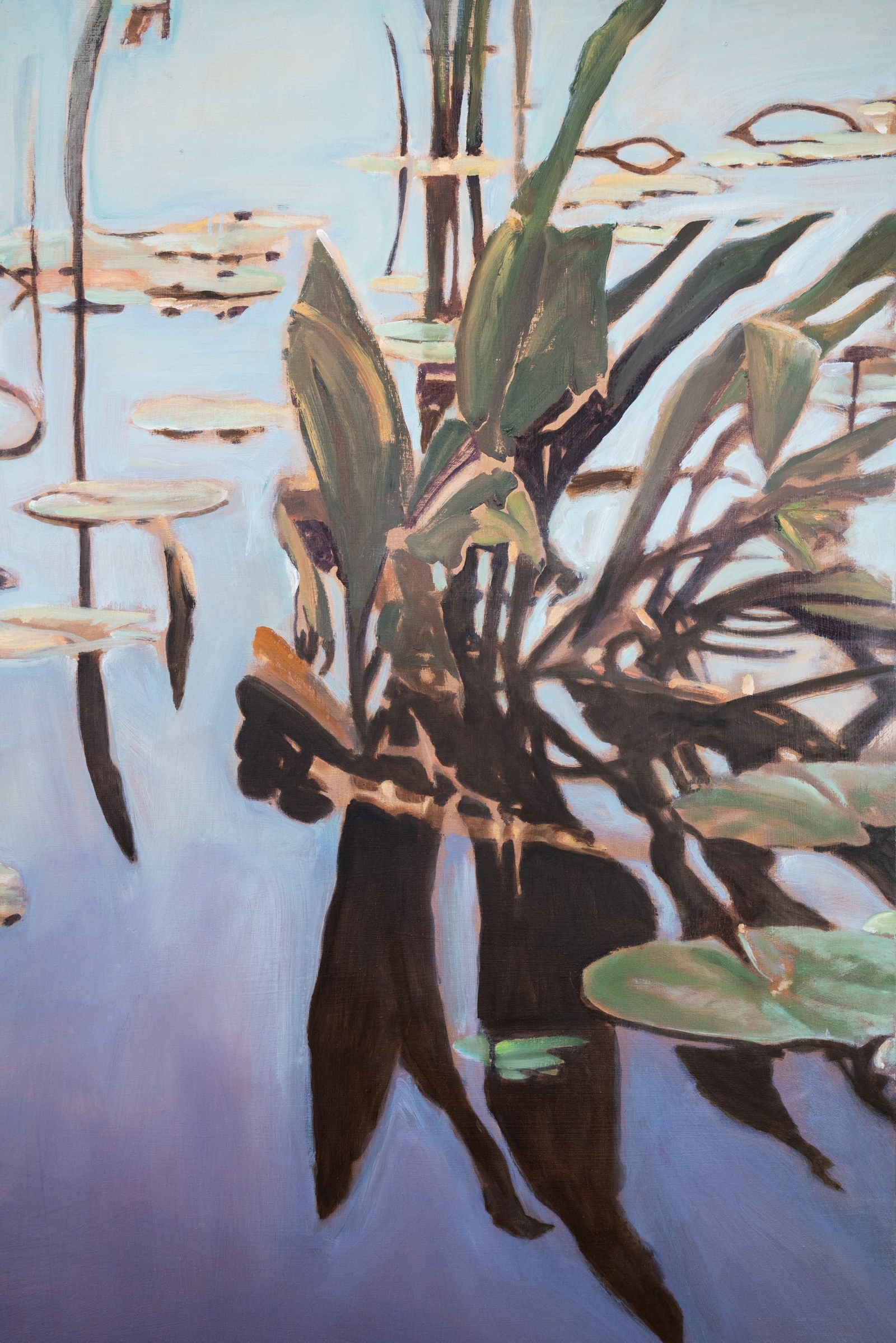 Artwork by R. Houdesheldt, Pair of R Houdesheldt Lily Pads Oil on Canvas Paintings, Made of Oil on Canvas Painting