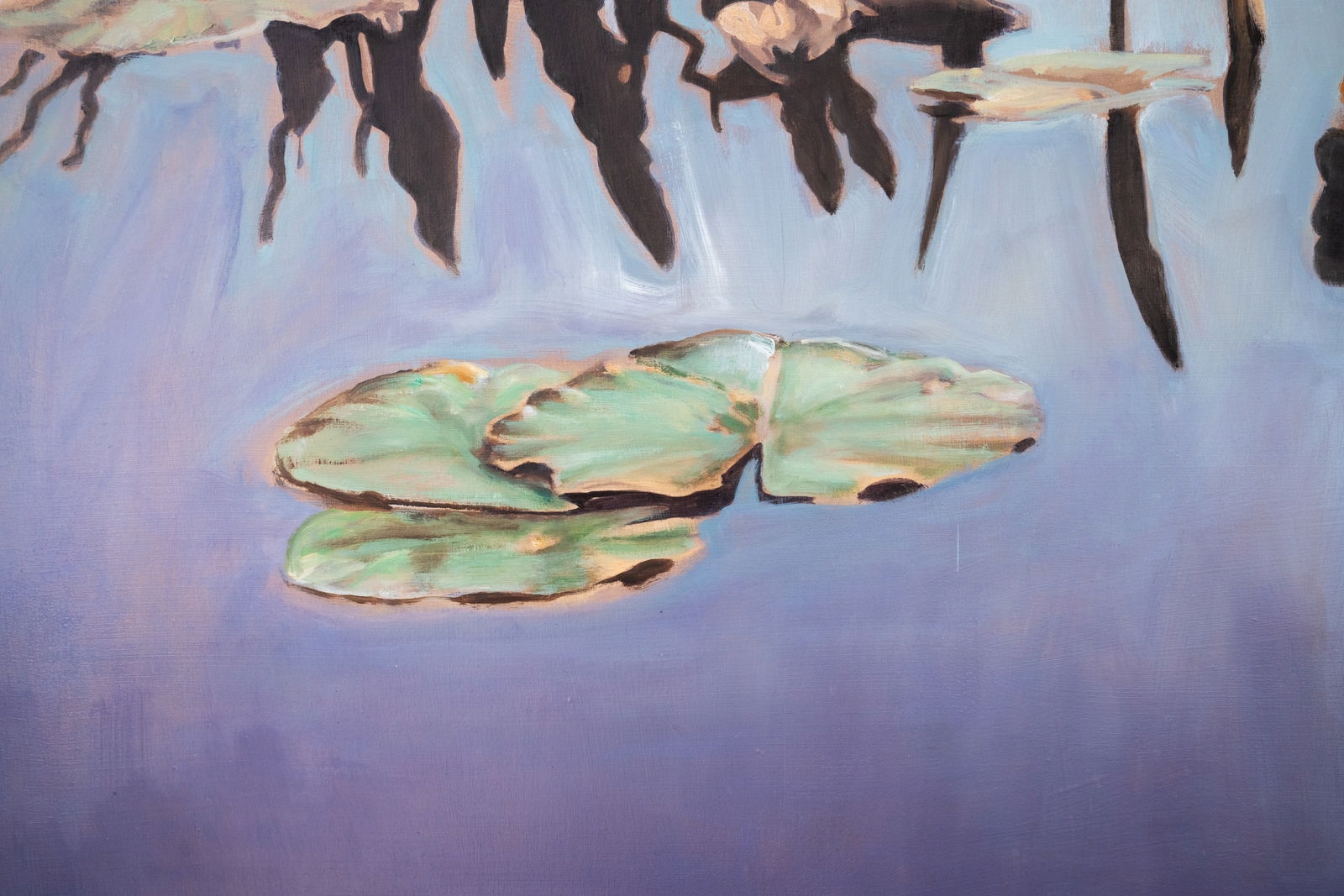 Artwork by R. Houdesheldt, Pair of R Houdesheldt Lily Pads Oil on Canvas Paintings, Made of Oil on Canvas Painting