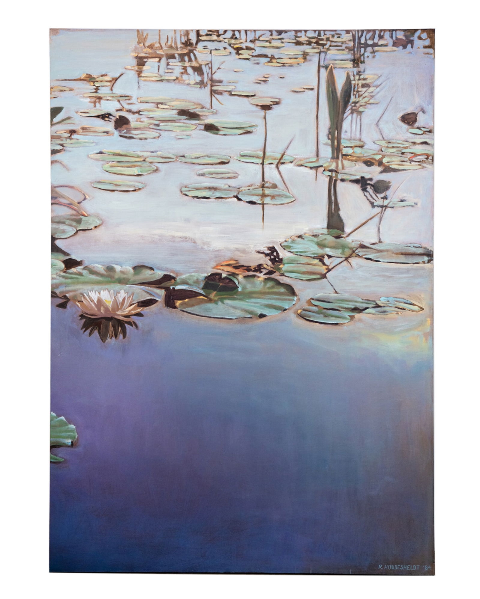 Artwork by R. Houdesheldt, Pair of R Houdesheldt Lily Pads Oil on Canvas Paintings, Made of Oil on Canvas Painting