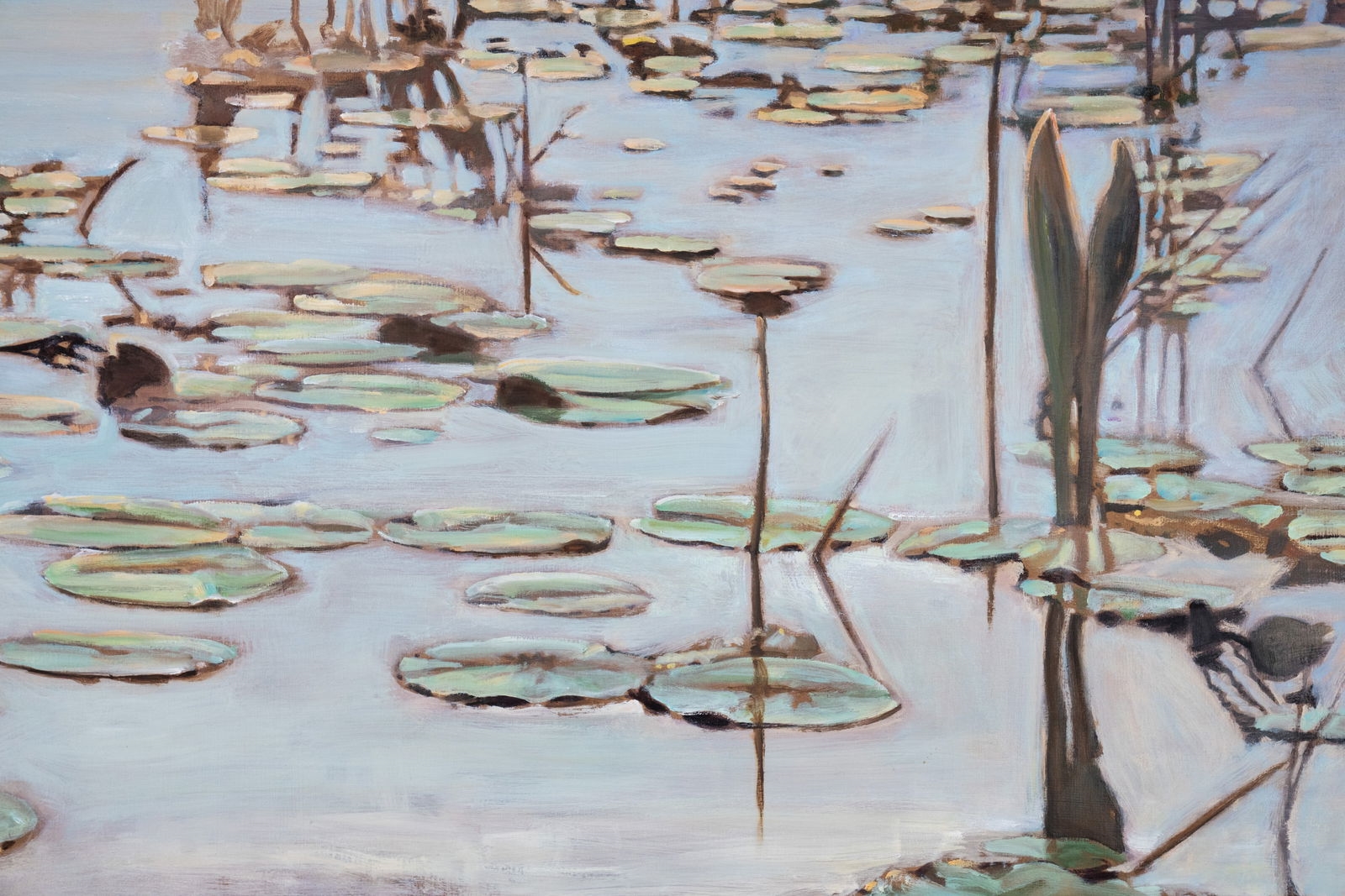 Artwork by R. Houdesheldt, Pair of R Houdesheldt Lily Pads Oil on Canvas Paintings, Made of Oil on Canvas Painting