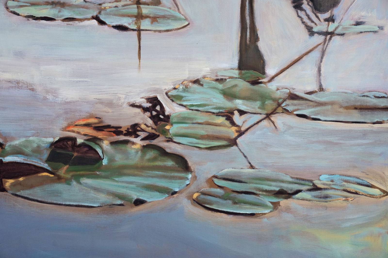 Artwork by R. Houdesheldt, Pair of R Houdesheldt Lily Pads Oil on Canvas Paintings, Made of Oil on Canvas Painting