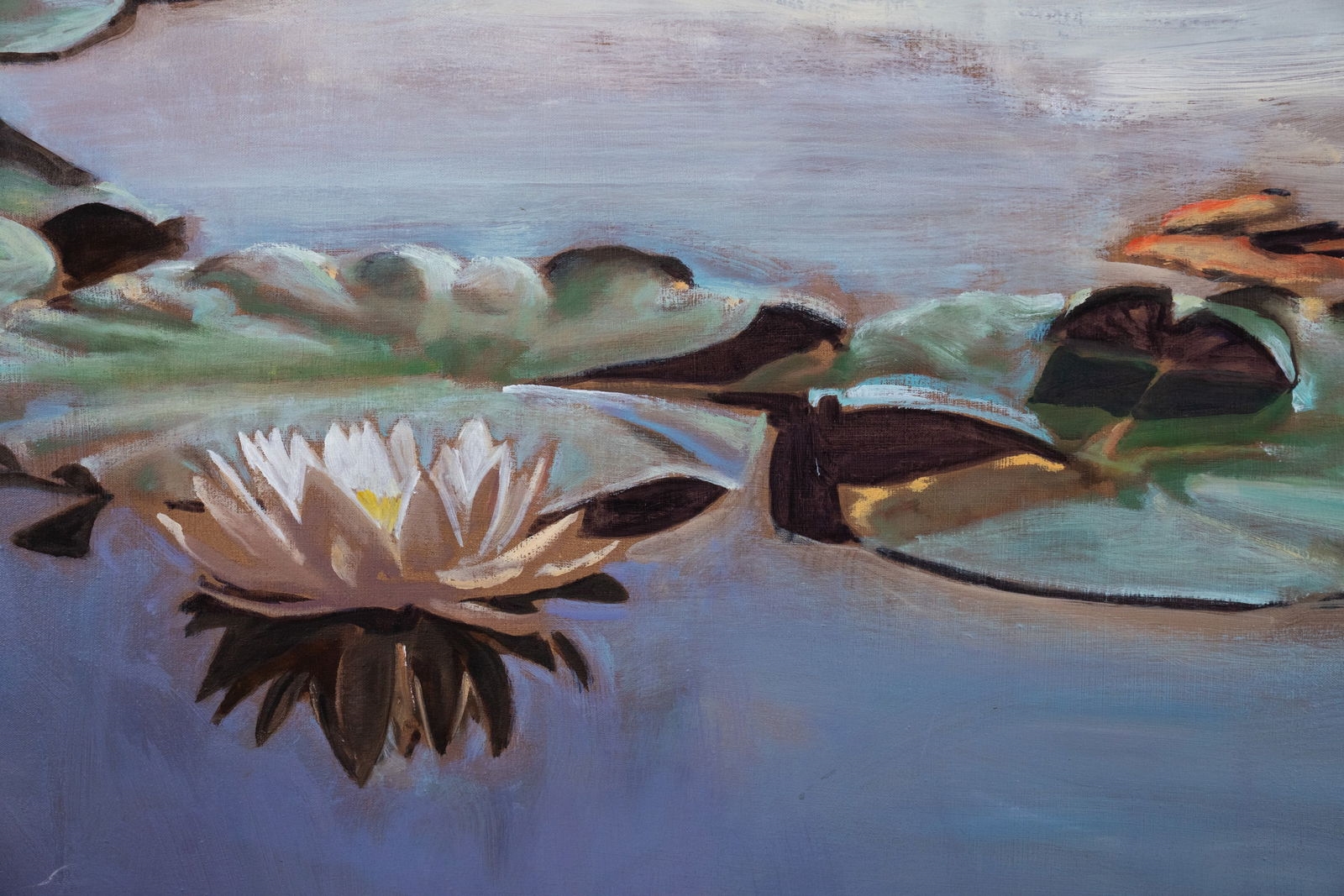 Artwork by R. Houdesheldt, Pair of R Houdesheldt Lily Pads Oil on Canvas Paintings, Made of Oil on Canvas Painting