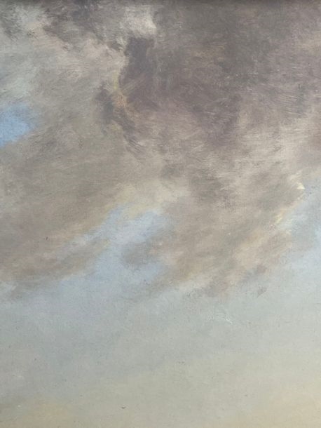 Artwork by Jan ten Compe, Walkers on a canal in Holland Softwood panel, Made of panel