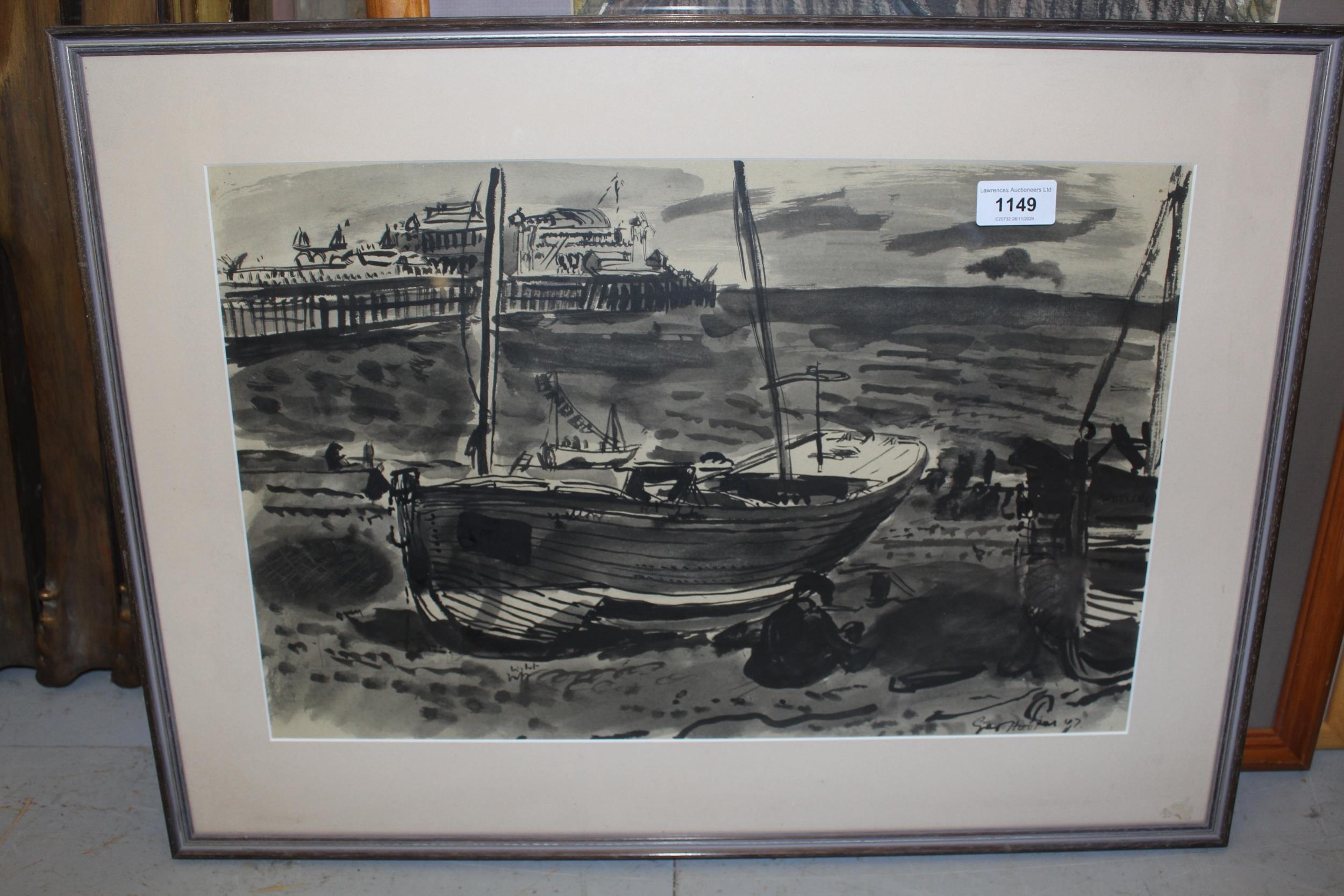 George Hooper | beached fishing boat before Brighton pier (47) | MutualArt