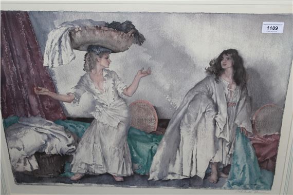 William Russell Flint | Semi-clad fisher girl on the shore | MutualArt
