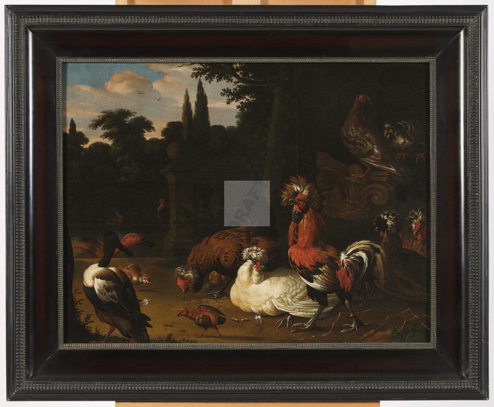 Artwork by Pieter van Mase, Animaux de basse cour dans un parc, Made of canvas