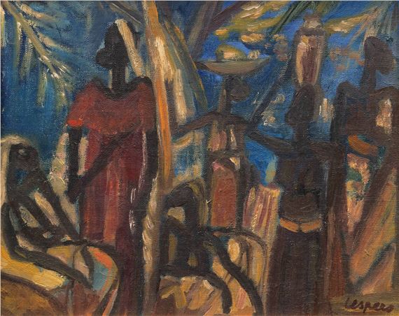 Afrikaans markttafereel by Floris Jespers, 1951